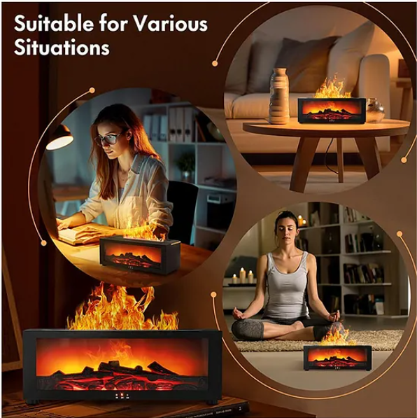 Aroma Diffuser for Home with Fireplace Flame Effect, 150ml Mist, 7 Color Lights, Timer & Remote Control Color May Vary