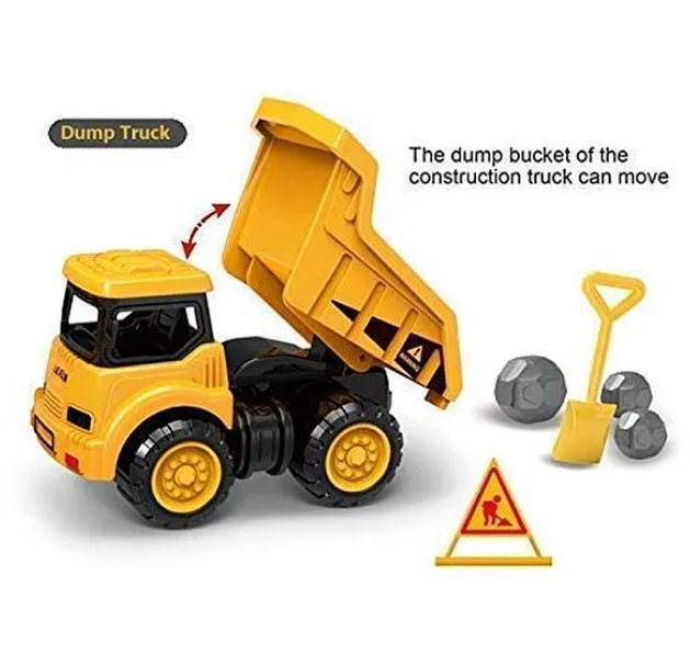 Little Engineer Mini Construction Truck with Dumper Hydraulic Excavator Bulldozer 6 Pieces - Multicolor