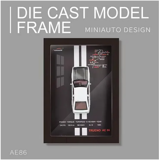 Trueno AE 86 3D Diecast Vintage Model Car Wall Frame With Lights, Music And Openable Doors Pull-Back Toys Interactive Wall Décor Collectible Car Premium Car Model Display - Multicolor