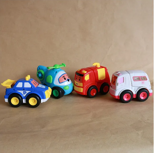 Friction Powered Rescue Team Toy Car Set For Kids 4 pieces - Multicolor
