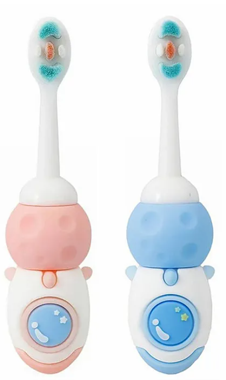 Toothbrush For Baby And Kids Cute Space Astronaut Design Soft Extra Microfiber Soft Bristles Unisex Super Soft Manual Finger Toothbrush - (Pack of 3 Color And Design May Vary)