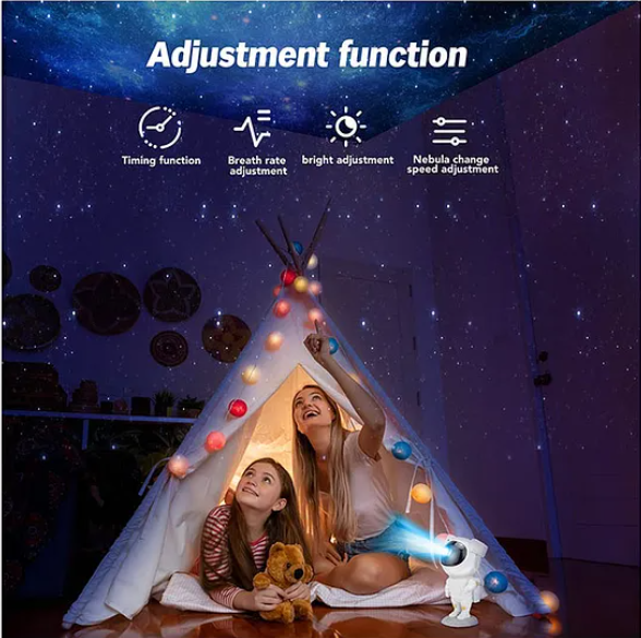 Astronaut Starry Night Light Projector Star Nebula Ceiling Sky Light Projector with Timer and Remote - Multicolor