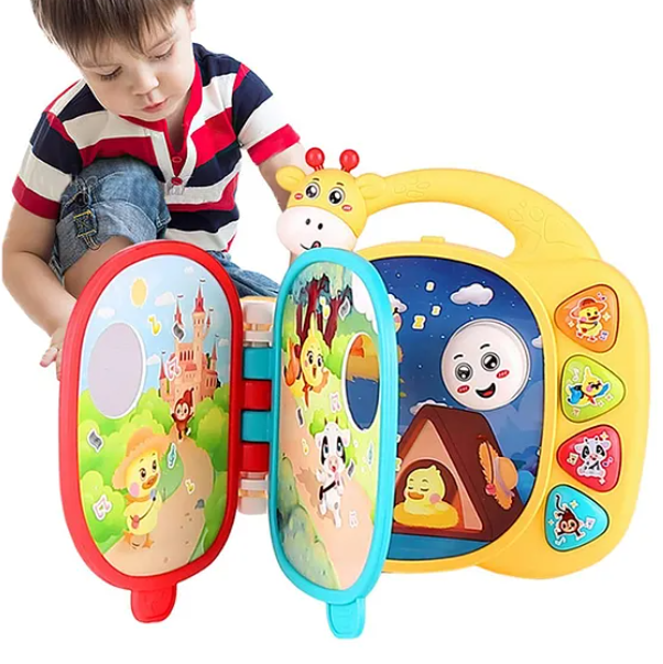 Giraffe Musical Storybook Toys With Lights And Soothing Music Fun Entertainment Kids Toys Educational Giraffe Learning Book Toy - Multicolor