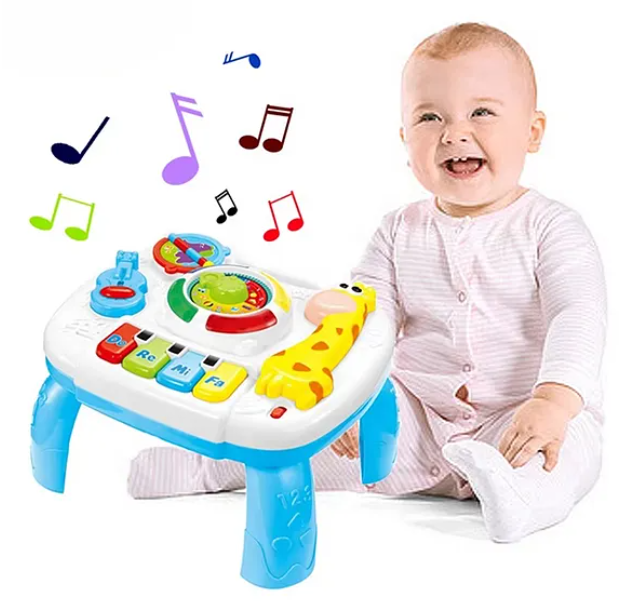 2 in 1 Musical Baby Learning Table Toys for kids Educational musical toy with piano, musical activities light and sound for kids and babies - Multicolor