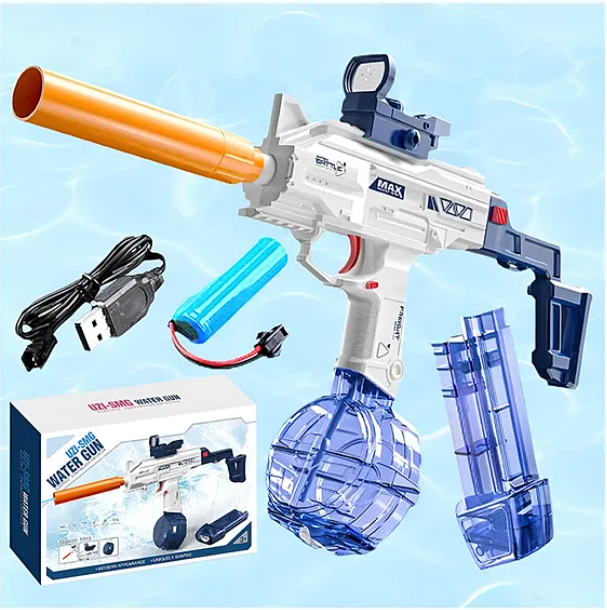 Realistic Water Gun Toys For Kids Electric UZI-SMG Water Gun Toys Repeater Automatic Water Spray Gun High Pressure Water Play Gun Toy - Multicolor