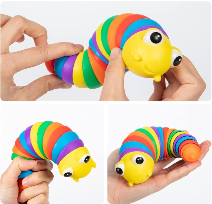 Caterpillar Finger Slug Toys for Kids Fun Sensory Play Flexible Joint Movement Colorful Vibrant Design Engaging Handheld Baby Toys (Pack of 1 Color May Vary) - Length 18 cm