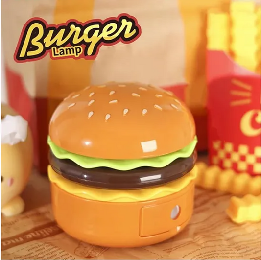 3 in 1 Burger Design Study Lamp USB Rechargeable LED Desk Lamp With Built-in-Battery 360 Degree Flexible Hose With Pencil Sharpener And Storage Table Night Lamp Burger Lamp With Sharpener - Multicolor