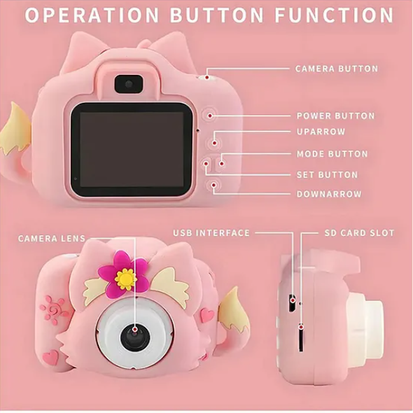 Digital Handy Portable Cute Fox Camera Full HD 1080P 2.0 Screen with Inbuilt Games - Multicolor