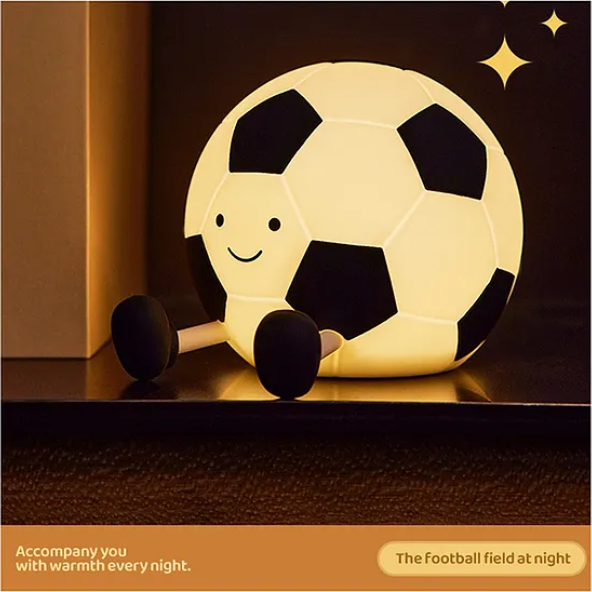 Football Night Light Lamp Super Cute Silicone Night Lamps Squishy LED Football Design Night Light For Kids And Adults Silicone Dimmable Timed Bedside Lamp USB Rechargeable Touch Light Night Lamp Multicolor