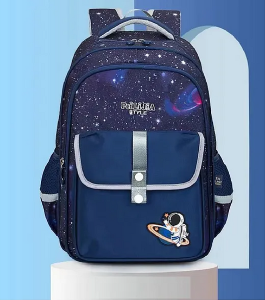 Space Design High Quality Durable Fabric Casual Multipurpose Backpack Blue- Height 16 Inches