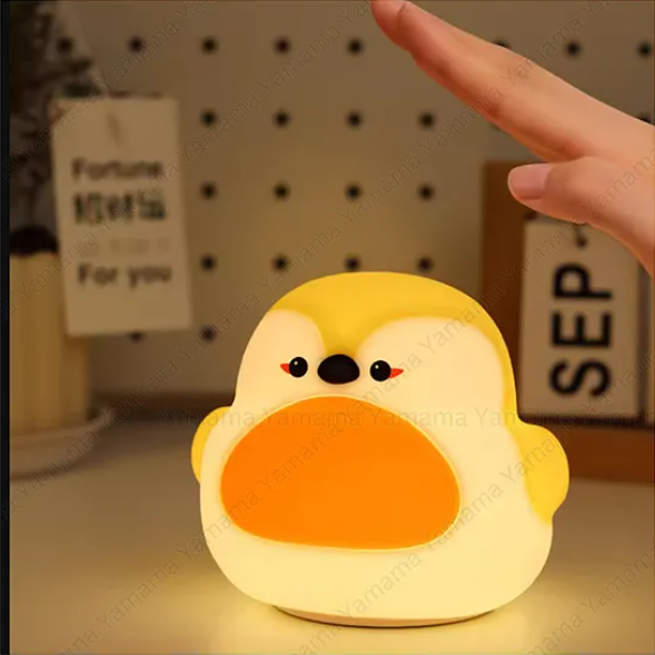 Cute Night Light For Kids Cute Robin Silicon Night Light Super Cute Silicone Night Lamps Squishy LED Animal Night Light Silicone Dimmable Timed Bedside Lamp USB Rechargeable Touch Light Night Lamp - Multicolor