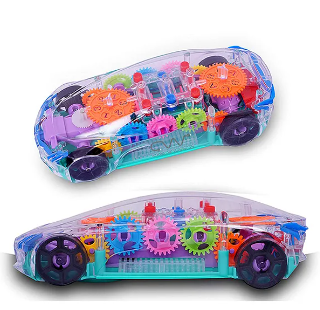 360 Degrees Rotating Transparent Concept Racing Car With Music & 3D Flashing Lights - Multicolor
