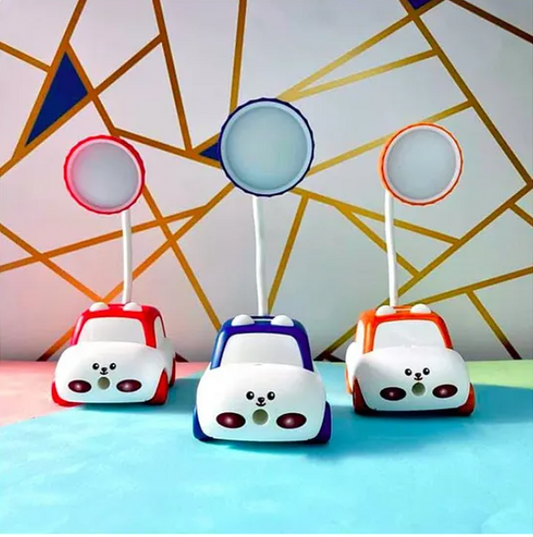 Study Lamp For Kids Cartoon Animal Car Rechargeable Desk Table Lamp 3 In 1 Study Desk LED Lamp With Sharpener And Pen Holder Electric Table Lamp Adjustable Study Desk Lamp For Study Room Home Office - (Pack of 1 - Design And Color May Vary)