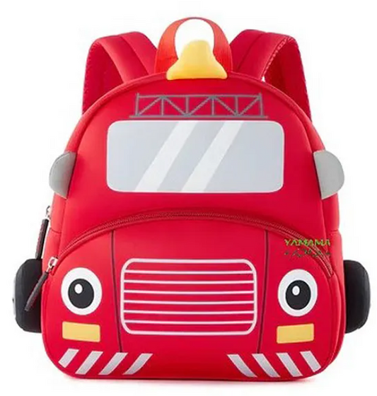 Cute 3D Neoprene Fire Truck Backpack With Front Pocket Adjustable Straps, Premium Design Bags for School, Kindergartens Picnic And Holidays