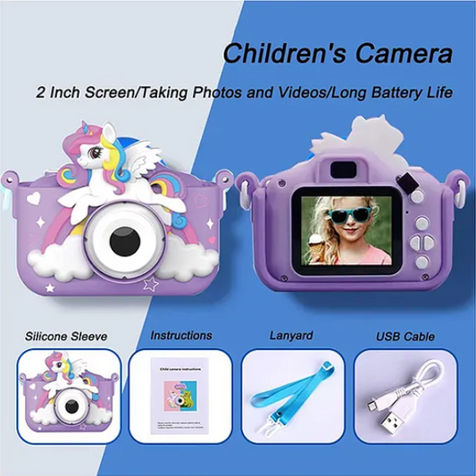 Digital Handy Portable Unicorn Camera Full HD 1080P 2.0 Screen with Inbuilt Games Multicolor
