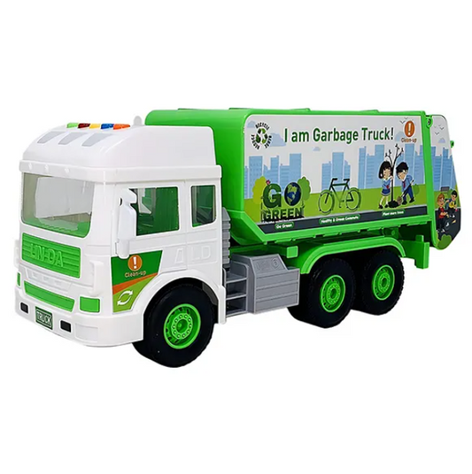 Friction Powered Garbage Truck Lights And Music City Service Drive Road Super Truck Vehicle Car Toy For Kids - (Color May Vary)