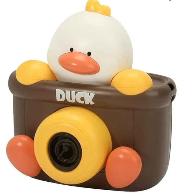 Cute Cartoon Animal Duck Bubble Camera for Kids Bubble Machine with Bubble Refill Bottle, Realistic Shutter Light and Sound Effect - Multicolor