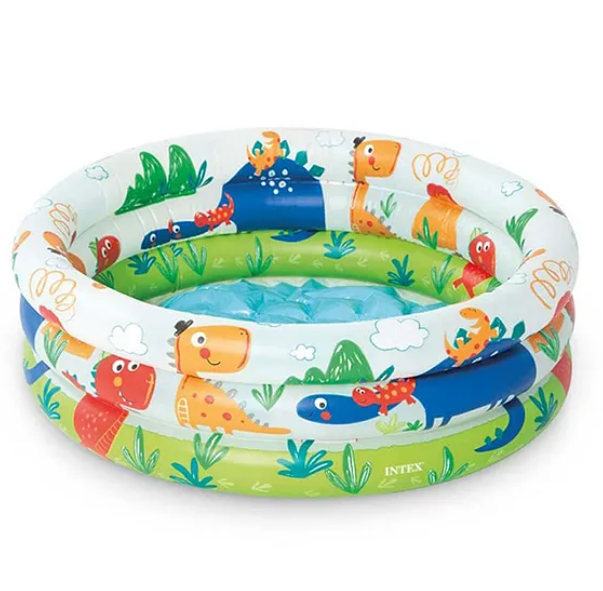 Dino Buddies 3-Ring Inflatable Kiddie Pool Float Intex Baby Swimming Pool And Beach Pool Multicolor