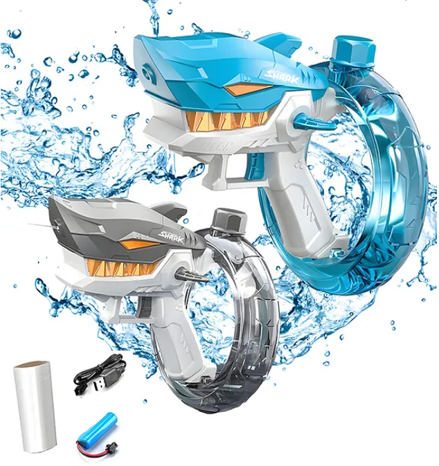 Realistic Water Gun Toys For Kids Electric Shark Water Gun Toys Repeater Automatic Water Spray Gun High Pressure Water Play Gun Toy - Color May Vary