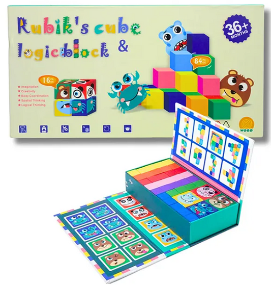 Rubik's Cube And Logic Blocks Toys Educational Face Changing Cube Block Shape Recognition Hand-eye Coordination Kids Toys - Multicolor