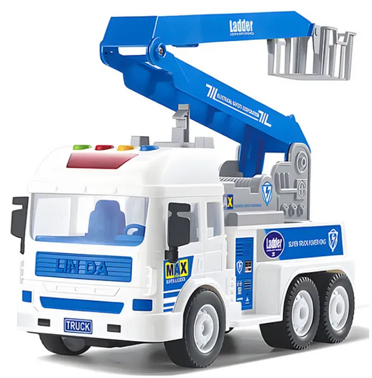 Friction Powered Crane Truck Lights And Music 6x6 Wheel Drive Road Super Truck Power Vehicle Car Toy For Kids Multicolor