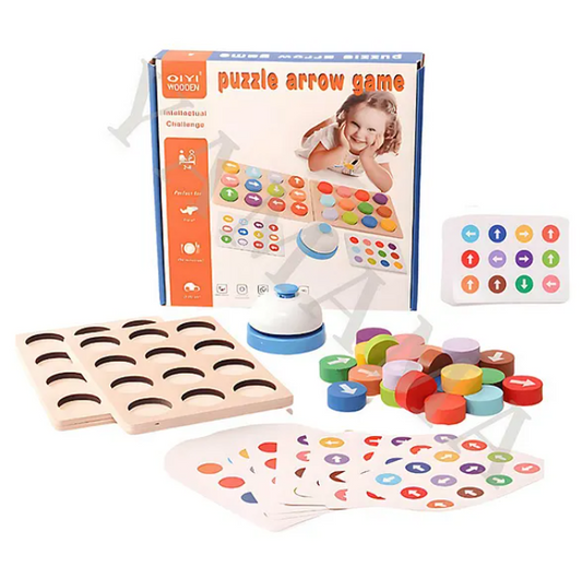 Puzzle Arrow Game Wooden Puzzle with Bell Kit for kids. Multi color