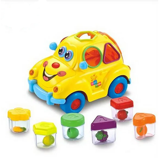 Electronic Toy Car With Music & Light And Puzzle Sorters - Multicolour
