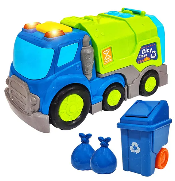 Friction Powered Garbage Truck Toys For Kids With Opening Doors, Light & Music Model Collection Fun Educational Learning Kids Toys Multicolor