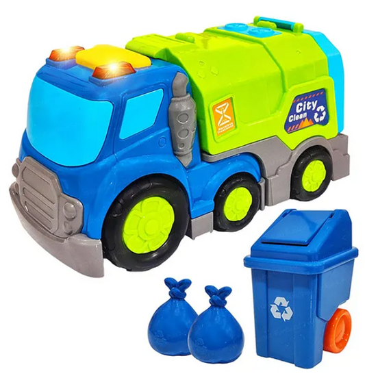 Friction Powered Garbage Truck Toys For Kids With Opening Doors, Light & Music Model Collection Fun Educational Learning Kids Toys Multicolor