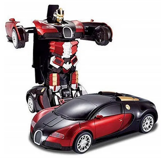 Battery Operated Transformer Robot Car Toy With 360 Degree Universal Wheel Light And Music - Multicolor