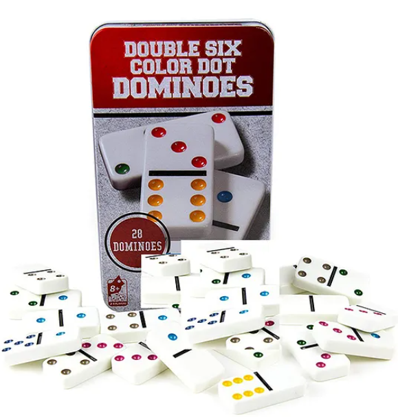 Domino Game Double Six Dot Color Dominoes 28 Pieces Domino Set For 2-4 Players Fun Entertaining Travel And Family Parties Game For Kids Adults And Friends Family Multicolor
