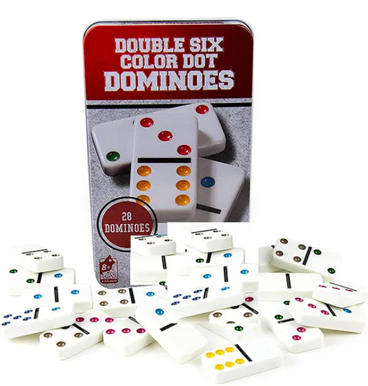 Domino Game Double Six Dot Color Dominoes 28 Pieces Domino Set For 2-4 Players Fun Entertaining Travel And Family Parties Game For Kids Adults And Friends Family Multicolor