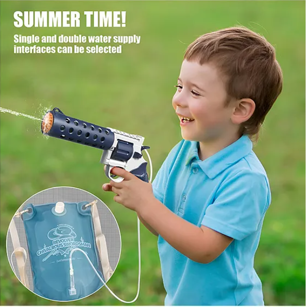 Realistic Water Gun Toys For Kids Electric Revolver Single Water Gun Toys With Water Backpack Repeater Automatic Water Spray Gun - Multicolor