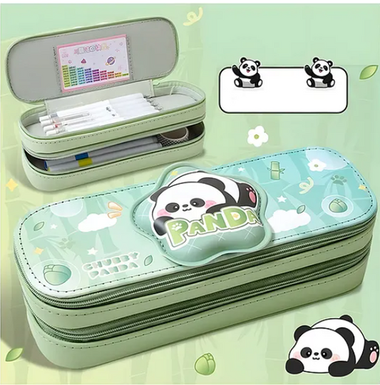 Cute Panda Pencil Pouch Cute Double Layer Large Capacity 3D EVA Stereo Pattern Pencil Case Double Layer Pencil Case Cartoon Pencil Case Student Stationery Box Suitable For School - Multicolor