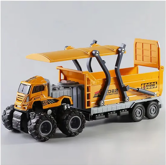 1:43 Scale Alloy Die-cast Friction Powered Sand Dumper Trailer Truck 4x4 Wheel Drive Road Truck (Pack of 1 Color May Vary)