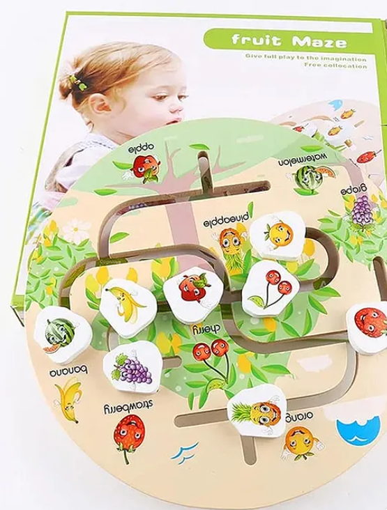 Round Wooden Fruit Maze Toys
