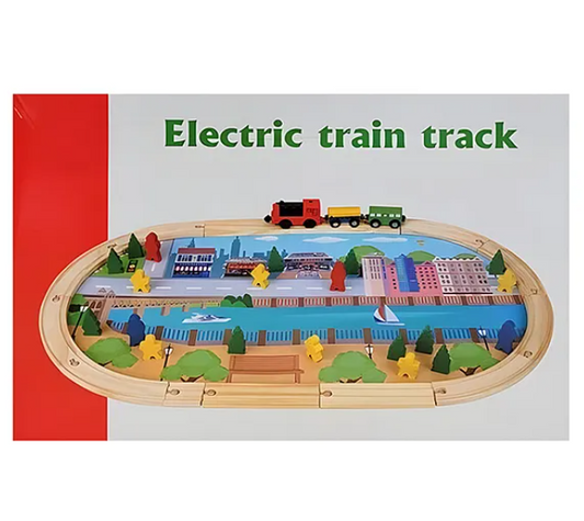 Wooden Electric Train Tracks Set Toys 45 pcs