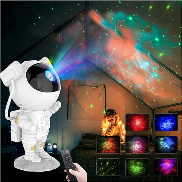 Astronaut Starry Night Light Projector Star Nebula Ceiling Sky Light Projector with Timer and Remote - Multicolor