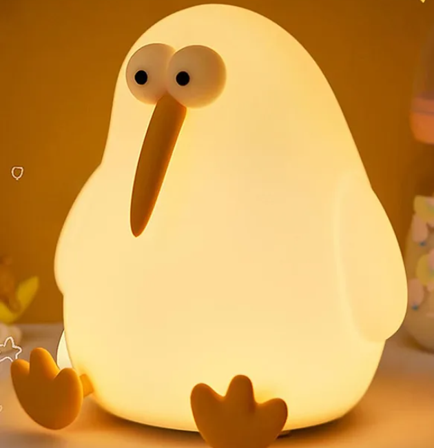 Cute Night Light For Kids Cute Kiwi Bird Silicon Night Light Super Cute Silicone Night Lamps Squishy LED Animal Night Light Silicone Dimmable Timed Bedside Lamp 3 Lighting Modes, USB Rechargeable Touch Light Night Lamp - Multicolor