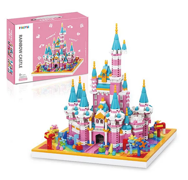 Rainbow Castle Building Blocks Architecture Building Bricks Assembly Toy For Kids 2988 Pieces - Multicolor