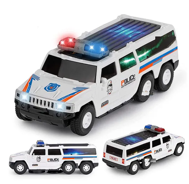 Police Car Toy for Kids with Light & Sound 360 Degree Rotating Bump and Go Action SUV Police Car with Siren and Light - (PACK OF 1)