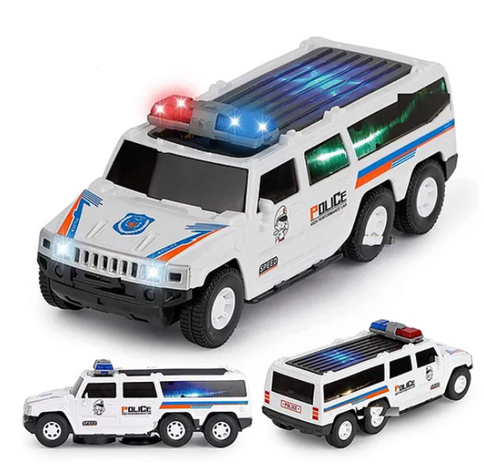 Police Car Toy for Kids with Light & Sound 360 Degree Rotating Bump and Go Action SUV Police Car with Siren and Light - (PACK OF 1)