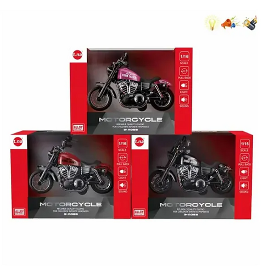 1/16 Scale Alloy Die-cast Pull Back Powered Motorcycle Bike