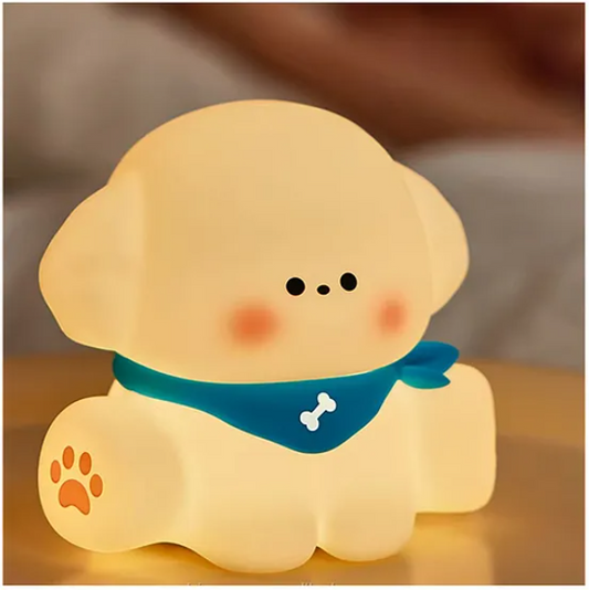Cute Puppy Night Light Squishy Silicone LED Animal Night Warm Light Three Dimming Mode With Large Capacity Battery Timed - Multicolor