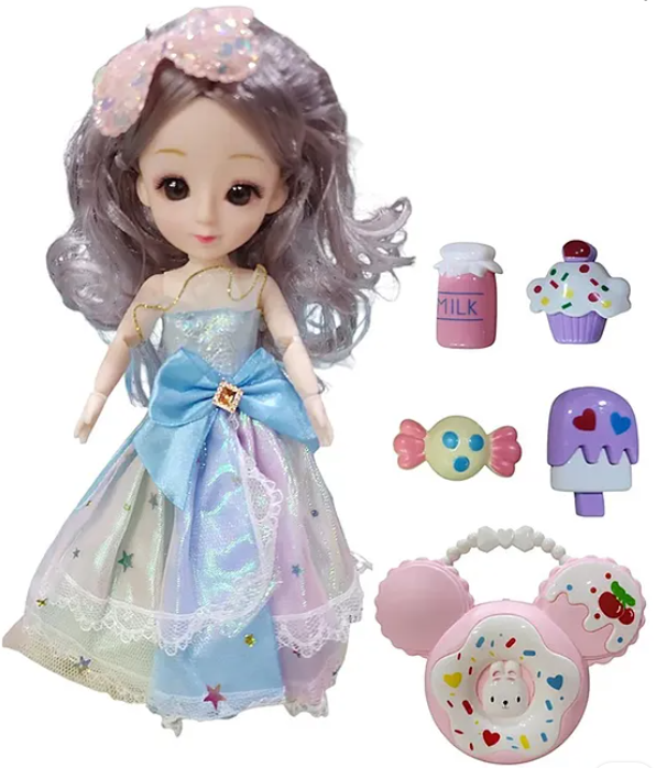 Candy Doll Pretend Play Set Toys For Kids With 4 Candy Toy And Purse Fun And Imaginative Roleplay Toy for Girls - Multicolor-Height 52 cm