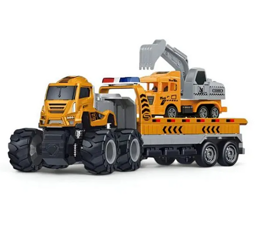 1:43 Scale Alloy Die-cast Friction Powered Construction Engineering Truck 4x4 Wheel  - (Pack of 1 - Design And Color May Vary)