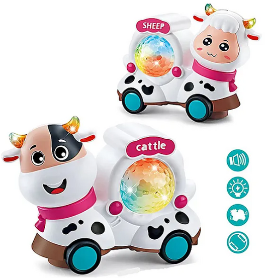 Musical Two-Sided Cattle And Sheep Animal Toy With Light And Music For Kids Multicolor