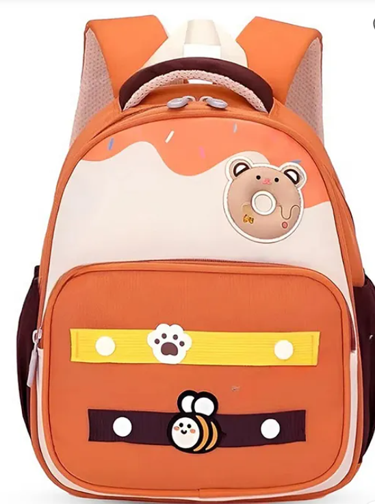 Cute Bee And Bear Backpack For Kids With Adjustable Straps Premium Design Bag For Kids Best For School Picnic Holidays - Height 12 Inches