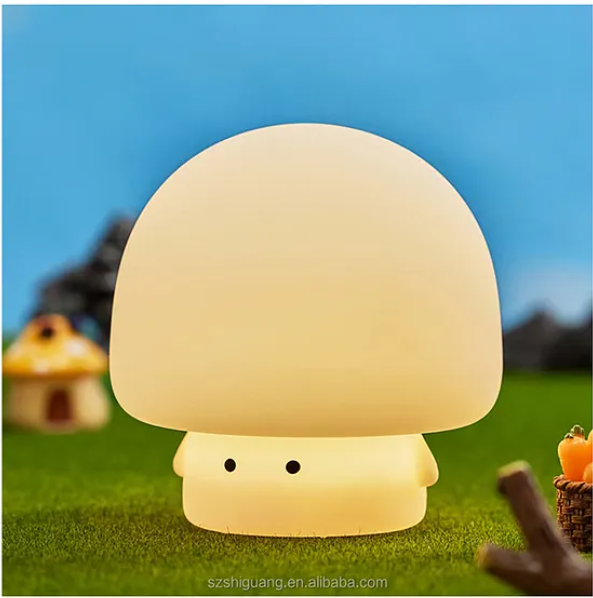 Cute Mushroom Night Light Squishy Silicone LED Animal Night Warm Light Three Dimming Mode With Large Capacity Battery Timed - Multicolor