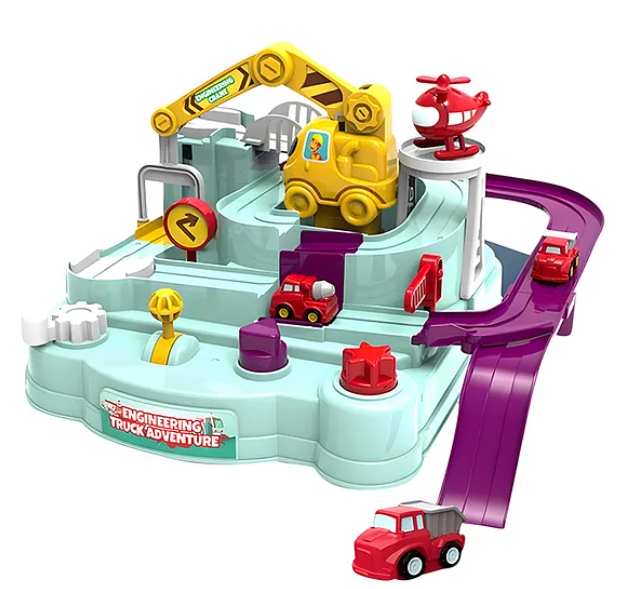 Car Engineering Truck Adventure Race Track Toys For Kids With Parking Lot-Playsets Simulating Car Toys For Kids Multicolor